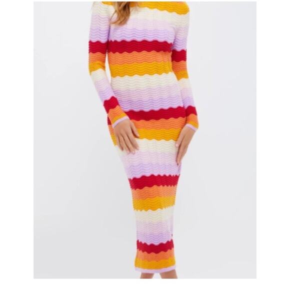Hyacinth House Montego Knit Midi Dress - Sunset Stripe Nwt $178 Size Small ES - Picture 4 of 7